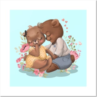 Romantic Bear Couple In Valentine Posters and Art